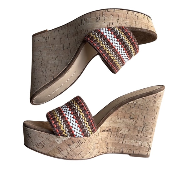 VERONICA BEARD NWOT Womens Sz 9.5 Dali Multi Woven Cork Wedge Sandals Brown - Picture 5 of 16